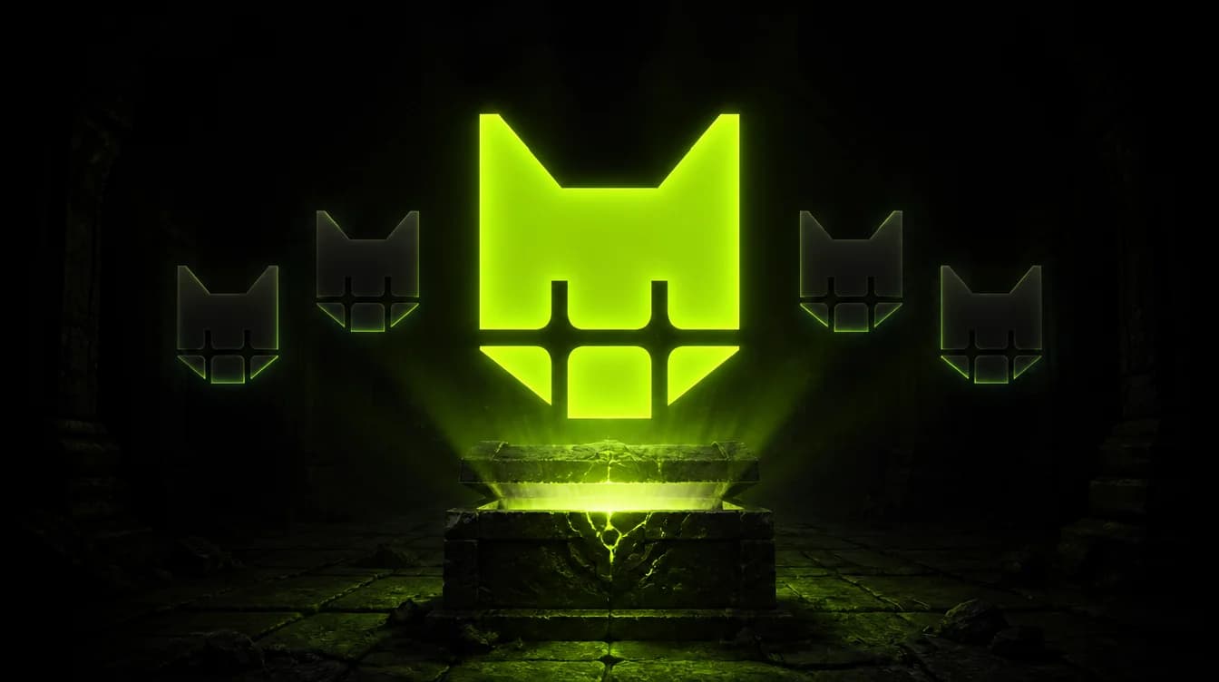 Pack of cats around a glowing war chest