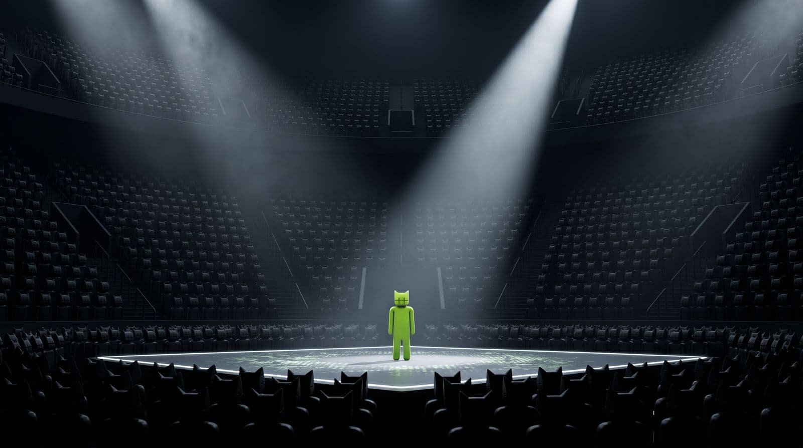 The main stage under arena lights
