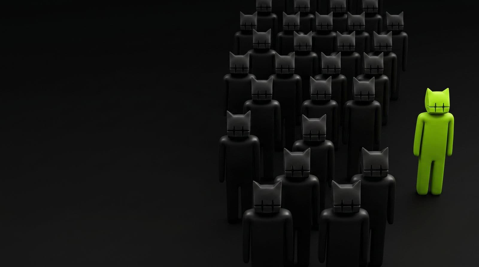 One figure apart from the ranks